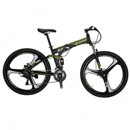 EUROBIKE Road Bike Eurobike G7 Mountain Bike 21 Speed Steel Frame 27.5 Inches 3-Spoke Wheels Dual Suspension Folding Bike Armygreen