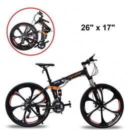 Extrbici Road Bike Extrbici FR100 Mans Folding Mountain Bike 24 Speed Shimano M310 Gears 17x26 Inch Aluminum Alloy Frame Full Suspension with Lockout 6 Spokes Integrated Wheel Foldable MTB Bicycle Mechanical Double Disc Brake for Commuting Touring Vacation UK Warehouse