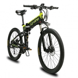 Extrbici  Extrbici MTB Mountain Bicycle XF770 17 * 26 inch Folding Electric Bike Mountain 500 Watt 48V Shimano 27 Speeds Aluminum Alloy Foldable Frame Full Suspension Dual Hydraulic Disc Brakes (black green)