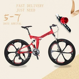 Extrbici Bike Extrbici New Updated Flu-Red RD100 26 inch Full Suspension Folding Frame Mountain Bike for Man and Women Bicycle Dual Suspension Mens Shimano M310 ALTUS 24 Gears 17 inch Aluminum Frame MTB Bicycle