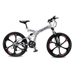 Extrbici Road Bike Extrbici New Updated Silver RD100 26 inch Full Suspension Folding Frame Mountain Bike Shimano M310 ALTUS 24 Gears 17 inch Aluminum Frame MTB Bicycle Double Mechanical Disc Brakes