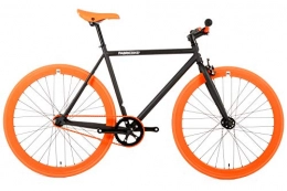 FabricBike Road Bike FabricBike-Fixie Bike, Fixed Gear Bike, Single Speed, Hi-Ten steel black frame, 10Kg (Black & Orange, L-58)