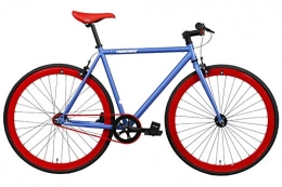 FabricBike Bike FabricBike-Fixie Bike, Fixed Gear Bike, Single Speed, Hi-Ten Steel Black Frame, 10Kg (Matte Blue & Red, M-53)