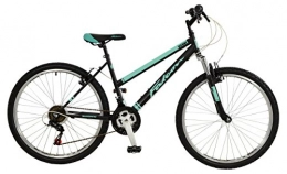 Falcon Road Bike Falcon Vienne Womens' Mountain Bike Black / Teal, 17" inch steel frame, 18-speed Shimano rear derailleur and micro-shift rotational shifters strong and lightweight deep-section alloy wheel rims
