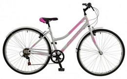 Falcon Road Bike Falcon Women's Swift Hybrid Bike-Silver & Pink, 12+ Years, Silver / Pink