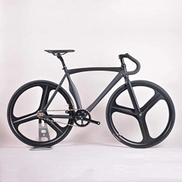 FingerAnge Bike Fixed Gear Track Bike Muscular Aluminum Alloy, Frame and Fork 700c 3 Spokes Magnesium Alloy Bicycle Single Speed v Brake Black