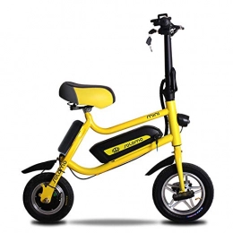 FJW Bike FJW Unisex Electric Bike, 12 Inch Folding E-bike with Super Lightweight Aluminum Alloy, with Disc Brakes (Removable Lithium Battery) for Commuter City, Yellow