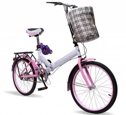 GHGJU Road Bike Folding Bicycle 20-inch Bicycle Seat Tube Shock Absorber Adult Single-speed Male And Female Students Mini Student Bicycle, Pink-20in