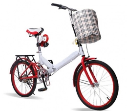 GHGJU Road Bike Folding Bicycle 20-inch Bicycle Seat Tube Shock Absorber Adult Single-speed Male And Female Students Mini Student Bicycle, Red-20in