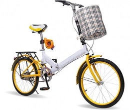 GHGJU Bike Folding Bicycle 20-inch Bicycle Seat Tube Shock Absorber Adult Single-speed Male And Female Students Mini Student Bicycle, Yellow-20in
