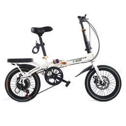 Folding Bikes Bike Folding Bikes Bicycle Folding Adult 16 Inch Speed Shock Absorption Aluminum Alloy Brake Bicycle Ultra Light Portable Mini Bicycle (Color : White, Size : 142 * 75 * 103cm)