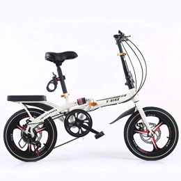 Folding Bikes Bike Folding Bikes Bicycle Folding Adult Men And Women 16 Inch Variable Speed Shock Disc Brakes Bicycle Ultra Light Portable Mini Bicycle (Color : White, Size : 142 * 75 * 103cm)