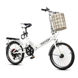Folding Bikes Bike Folding Bikes Bicycle Folding Bicycle Unisex 20 Inch Shifting Sports Portable Bicycle (Color : White, Size : 150 * 50 * 100cm)