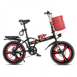 Folding Bikes Bike Folding Bikes Bicycle Folding Shifting Disc Brakes 20 Inch Shock Absorption Unisex Ultralight Portable Folding Bicycle (Color : Red, Size : 150 * 35 * 100cm)