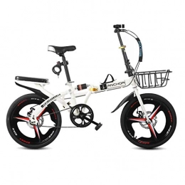 Folding Bikes Bike Folding Bikes Bicycle Unisex 16 Inch Single Speed Sports Portable Bicycle (Color : White, Size : 133 * 75 * 90cm)