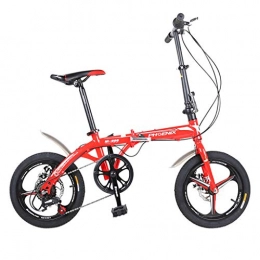 Folding Bikes Road Bike Folding Bikes Folding Bicycle 16 Inch Men And Women Models Lightweight Bicycle Adult Mini Speed Car Double Disc Brake Folding Bicycle (Color : Red, Size : 150 * 30 * 96cm)