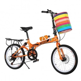 Folding Bikes Road Bike Folding Bikes Folding Bicycle 20 Inch Shifting Disc Brakes Double Shocking One Wheel Men And Women Students Adult Ultra Light Mountain Bike (Color : Orange, Size : 155 * 30 * 95cm)