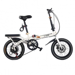 Folding Bikes Road Bike Folding Bikes Folding Bicycle Adult Men And Women 16 Inch Shifting Disc Brakes Ultra Light Portable Mini Compact Bicycle (Color : White, Size : 125 * 75 * 95cm)