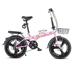 Folding Bikes Bike Folding Bikes Folding Bicycle Shifting Disc Brake Shock Absorption Folding Bicycle Women's Bicycle 6-speed 20-inch Wheel Bicycle (Color : Pink, Size : 150 * 30 * 100cm)