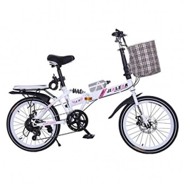 Folding Bikes Bike Folding Bikes Folding Bicycle Speed Car 20 Inch Disc Brake Shock Men And Women Mini Adult Bicycle Ultra Light Portable Mountain Bike (Color : Pink, Size : 150 * 30 * 100cm)