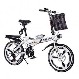 Folding Bikes Bike Folding Bikes Folding Bicycle Speed Car 20 Inch Folding Bicycle Disc Brakes Shock Models Men And Women Mini Students Ultra Light Portable Bicycle (Color : White, Size : 150 * 30 * 100cm)