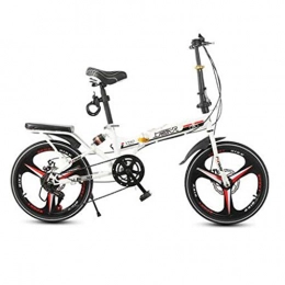 Folding Bikes Bike Folding Bikes Folding Bicycle Unisex-adult Bicycle 6-speed 20-inch Wheel Set Variable Speed Bicycle Shock Absorber Bicycle (Color : White, Size : 115 * 30 * 95cm)