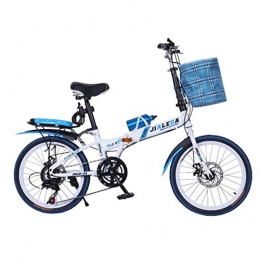 Folding Bikes Road Bike Folding Bikes Folding Car Speed Change Car 20 Inch Folding Bicycle Disc Brake Bicycle Men And Women Mini Student Ultra Light Portable Bicycle (Color : Blue, Size : 150 * 30 * 100cm)
