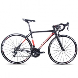 GONGFF Bike GONGFF Adult Road Bike, Professional 18-Speed Racing Bicycle, Ultra-Light Aluminium Frame Double V Brake Racing Bicycle, Perfect for Road Or Dirt Trail Touring, Red, X6