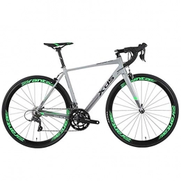 GONGFF Road Bike GONGFF Road Bike, Adult 16 Speed Racing Bicycle, 480MM Ultra-Light Aluminum Aluminum Frame City Commuter Bicycle, Perfect For Road Or Dirt Trail Touring, Silver
