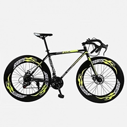 GuanLaoGe Bike GuanLaoGe Road Bicycle, 26 Inches 27-Speed Bikes, Double Disc Brake, High Carbon Steel Frame, Road Bicycle Racing, Men's and Women Adult, Yellow, Gigh End