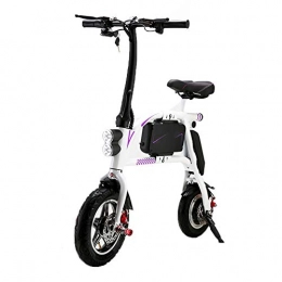H&BB Road Bike H&BB Smart Electric Bicycle, Portable City Speed Bike Handlebars Foldable With LED Light Travel Pedal Small Battery Car Lightweight Adult Moped Rechargeable Battery, White, Battery~6Ah