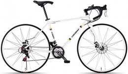 H-ei Road Bike H-ei 21 Speed Road Bicycle, High-carbon Steel Frame Men's Road Bike, 700C Wheels City Commuter Bicycle with Dual Disc Brake (Color : White, Size : Bent Handle)