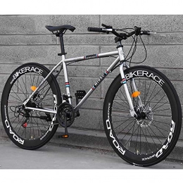 HAOYF Road Bike HAOYF 26Inch Road Bike for Men And Women, 24-Speed Adult Women Colour Bicycle, Student Men Double Disc Brake Lightweight Road Bike Racing Sports Bicycle, Gray