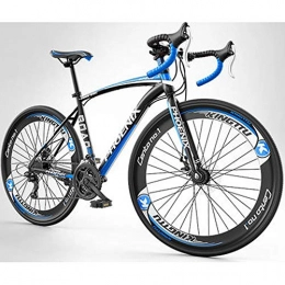 HAOYF Road Bike HAOYF 27 Inch 700C Road Bike, 27-Speed Outroad Bicycle, Double Disc Brake, High Carbon Steel Frame, Road Bicycle Racing, Men And Women Adult-Only, Blue