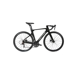 HESND Bike HESNDzxc Bicycles for Adults Road Bike Disc Brake Road Bike Carbon Frame Fork Integrated Handlebar Full Inner-Cables Hide (Color : Black, Size : 46cm)