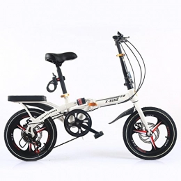 HIKING BK Road Bike HIKING BK 6 Speed Folding Bike Lightweight Aluminum Frame Shimano Folding Bicycle 16 Inch Shock Absorber Small Portable Children's Student Bicycle Adult Men And Women-White 105x125cm(41x49inch)