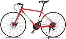 HongTeng Road Bike HongTeng 21 Speed Road Bicycle, High-carbon Steel Frame Men's Road Bike, 700C Wheels City Commuter Bicycle with Dual Disc Brake (Color : Red, Size : Straight Handle)