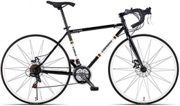 IMBM Road Bike IMBM 21 Speed Road Bicycle, High-carbon Steel Frame Men's Road Bike, 700C Wheels City Commuter Bicycle with Dual Disc Brake (Color : Black, Size : Bent Handle)
