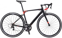 IMBM Road Bike IMBM Adult Road Bike, Ultra-Light Bicycle Aluminum Frame with Double V Brake, Carbon Fiber Fork City Utility Bike, Perfect For Road Or Dirt Trail Touring (Color : Black, Size : 22 Speed)