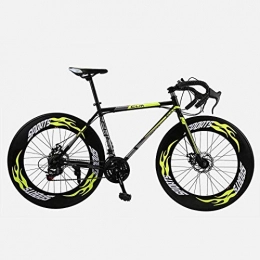 JYTFZD Bike JYTFZD WENHAO Road Bicycle, 26 Inches 27-Speed Bikes, Double Disc Brake, High Carbon Steel Frame, Road Bicycle Racing, Men's and Women Adult (Color : Yellow)