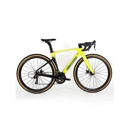 KOWM Road Bike KOWMzxc Bikes for Men Carbon Fiber Gravel Road Bike 24 Speed Line Pulling Hydraulic Disc Brake Fully Hidden Cable Carbon Frame Cool Design (Color : Yellow)