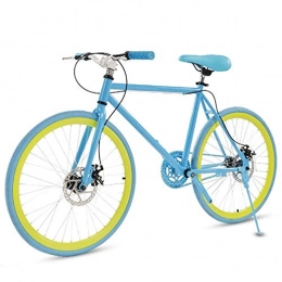 L.BAN Bike L.BAN Road Bike For Men And Women, Simple Bicycle, Adult Women's Bicycle, Student Men's Double Disc Brake Sports Car, 26 / 24 Inch Two, Pneumatic Racing(Blue And Green)