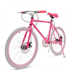 L.BAN Bike L.BAN Road Bike For Men And Women, Simple Bicycle, Adult Women's Bicycle, Student Men's Double Disc Brake Sports Car, 26 / 24 Inch Two, Pneumatic Racing(pink)