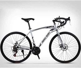 LAMTON Road Bike LAMTON 26-Inch Road Bicycle, 24-Speed Bikes, Double Disc Brake, High Carbon Steel Frame, Road Bicycle Racing (Color : Silver)