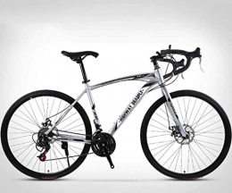 LAMTON Road Bike LAMTON 26-Inch Road Bicycle, 24-Speed Bikes, Double Disc Brake, High Carbon Steel Frame, Road Bicycle Racing, Men's And Women Adult-Only (Color : Silver)