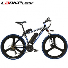 SMLRO Road Bike LANKELEISI MAX3.8 Electric bicycle with Advanced configuration 26 Inch 48V 240W E-bike Full Suspension Lithium Electric Bike 7-Speed 3.5 Inch Smart Computer Bicycle (Black-Blue)