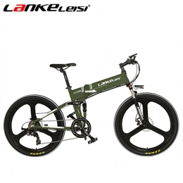 SMLRO Bike LANKELEISI XT750 - 26Inch Folding Ebike 48V Full Suspension 7 Speed Lithium E-bike Mountain - Electric Bicycle Motor 240Watt (Army-Green)