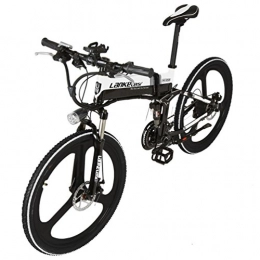 LANKELEISI Road Bike LANKELEISI XT750JY-26 Inch Folding Ebike 48V Suspension 5 Gear 7 Speed Lithium E-bike Mountain-Electric Bicycle Motor 240Watt (Black-white)