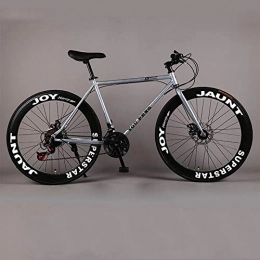 laonie Bike laonie Mountain Bicycle Fixed Gear Road Bike Speed Double Disc Brakes Men and Women 60 Knife Wheel sStudent Adult-Silver_21 speed