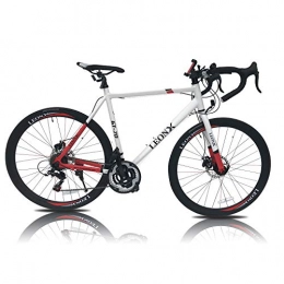 LEONX Road Bike LEONX Road racing bike / bicycle 700c wheels & 21 gears lightweight 56cm frame white or black (white)